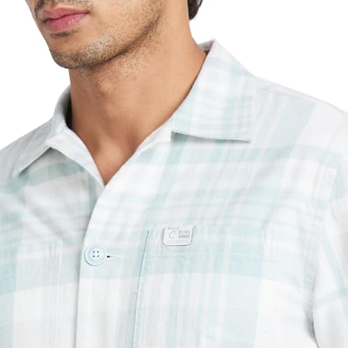 Image of Being Human Grey Slim Straight Fit Regular Collar Long Sleeves Men's Shirt Clothing