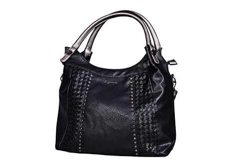 Women’s Hobo Bag – Large Vegan Leather Shoulder Purse with Woven Texture, Stud Accents & tote bag for women