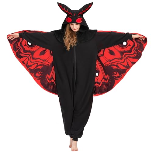 YUTCOTC Mothman Costume Mothman Onesie Pajamas Halloween Cosplay Unisex Party Costume