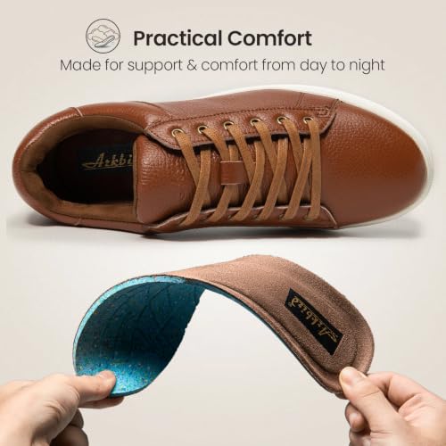 Image of Arkbird Mens Casual Shoes Leather Fashion Sneakers Business Casual Dress Sneakers Lace-up Oxford Shoe for Men