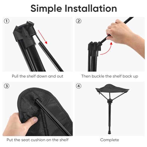 Image of Toddmomy 1pc Folding Chair Collapsible Chair Portable Collapsible Stool Portable Stool Folding Camping Foldable Fishing Nylon Black Lightweight Stick Seat
