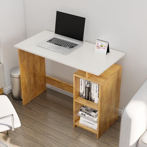 Image of Bniture Wooden Study Table for Home | Engineered Wood Laptop Study Table with Book Shelf | Multi Purpose Office Desk for Laptop & Computer| Workstation for Home & Office | Giant Wood & Frosty White