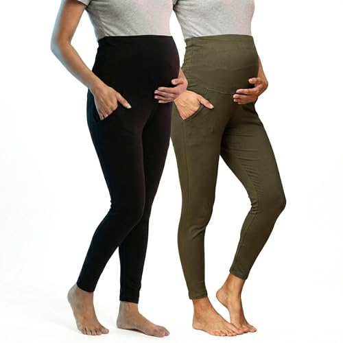 Image of The Mom Store Comfy Maternity Leggings | Comfortable | Soft | Pre and Post Pregnancy | Comfort Stretch Pregnancy Leggings for Women