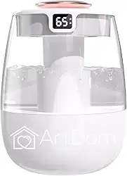 Umidificador de Ar - Umidificador de Ambiente com Display Digital, Reservatório de 1.3 Litros, Silencioso, Saída Dupla de Vapor, Alimentação USB, Ideal para Casa e Escritório