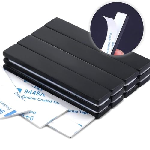 Image of MIKEDE 6 Pack Black Neodymium Bar Magnets Self Adhesive Backing 60x10x3mm