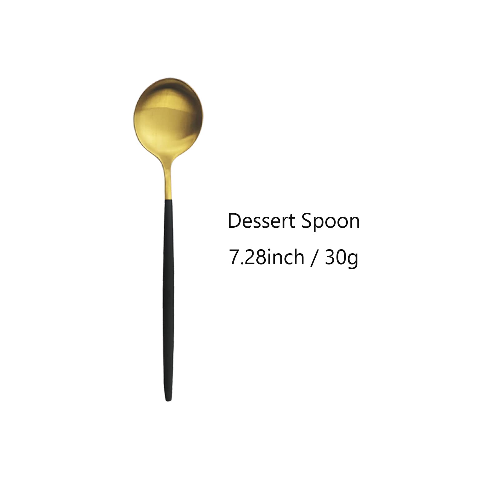 Snplowum 8-Piece Matte Black & Gold Dessert Spoon, 7.28 Inch Spoon Set, Stainless Steel Daily Use Spoon For Dessert Tea Ice Cream
