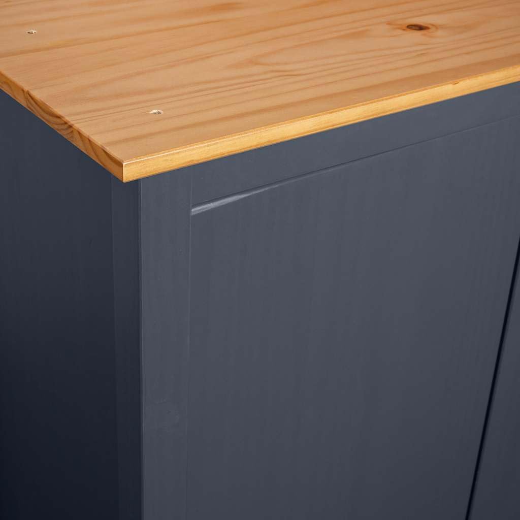 Armadio a 2 ante Hill grigio, 89 x 50 x 170 cm, in legno di pino massiccio, per camera da letto, corridoio e spogliatoio, con cassetto, asta appendiabiti e vano portaoggetti, facile da