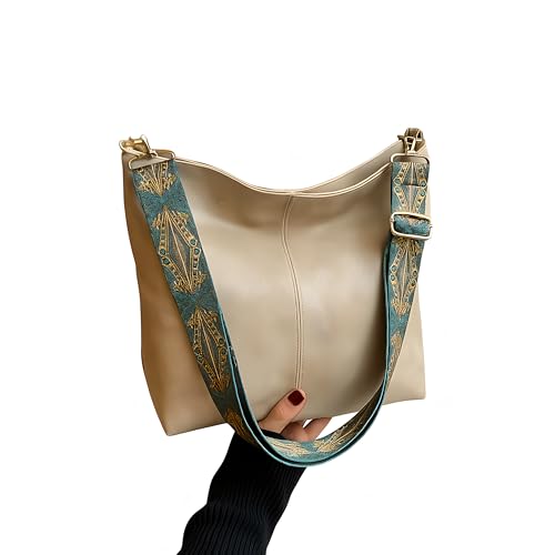 Image of Vegan Leather Hobo Bag with Boho Strap, Brown, 32cm x 11cm x 26cm, Water-Resistant