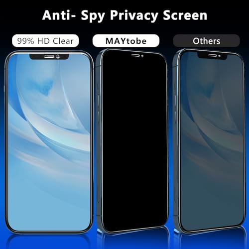 Image of MAYtobe [2+2 Pack Designed for iPhone 12 Pro Max Privacy Screen Protector, Privacy Tempered Film with Camera Lens Protector for iPhone 12 Pro Max, No Bubbles, Anti Scratch, Easy to Install