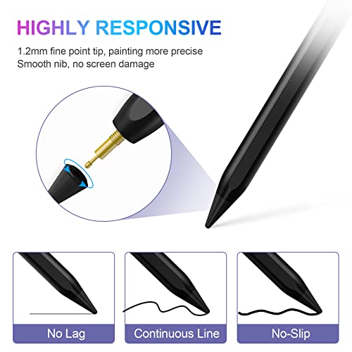 Image of Stylus Pen for iPad 2018-2023 with Palm Rejection, Active Pencil for iPad 10th /9th /8th /7th /6th Generation, for iPad Pro 11 /12.9 inch, for iPad Air 5th /4th /3th Gen, for iPad Mini 6th /5th Gen (Black)