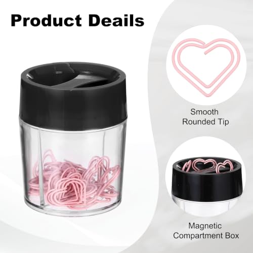 YOKIVE Paper Clip Heart Bookmark Holder Pastel Pink, 40Pcs | Small Cute Rust-Proof Metal with Black Magnetic Box for Office Home Wedding Photo Crafts Document Note Desk Organizer - Image 5