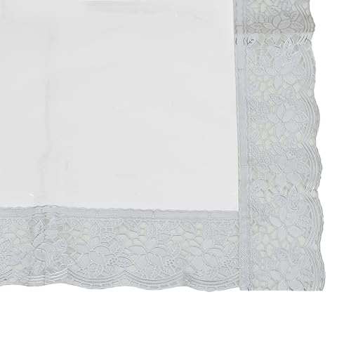 Image of Table Cloth, Center Table Cover, 15 mm Thick, Table Cover with Lace, PVC Rectangular Table Cover, Dining Table Cover for Home, Hotel, Office & Restaurant (Golden & White Combo, 40x60 Inch)