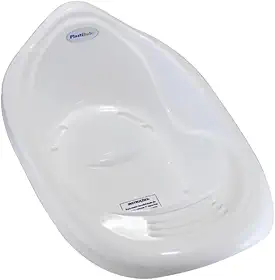 BANHEIRA DE BEBÊ PEROLADO 22L PLASTIBABY RESISTÊNTE COM VALVÚLA DE ESCOAMENTO (Branco)