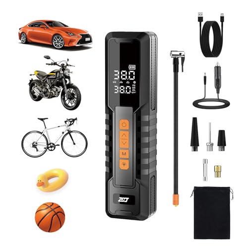 150PSI Portable Tire Inflator, Cordless Air Compressor Pump with 6000mAh Battery, Intelligent LCD Display, Auto Shut Off, for Car, Motorcycle, Bicycle, Balls and Sports Equipment