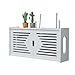 MNBVH Mensola Router a Parete, Bianche Scatola di Immagazzinaggio Cavi, Plastica di Legno Scatola Router WiFi per Nascondere i Vari Cavi Che Collegano TV, Decoder, Router etc A