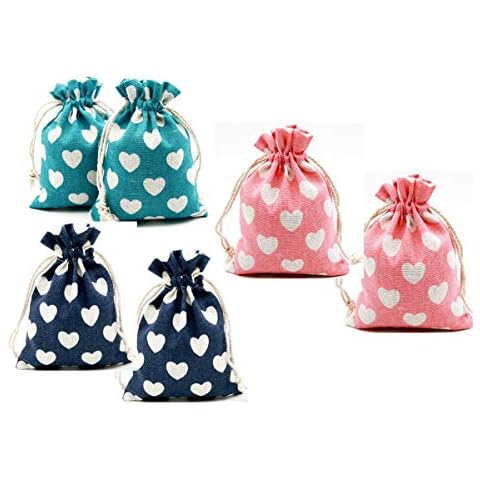 Autupy 24 Packs 5.5 x 3.9 Inch Heart Burlap Drawstring Bags Packing Storage Linen Jewelry Pouches Sacks for Valentine's Day Wedding Party Shower Birthday Thanksgiving Halloween Cover