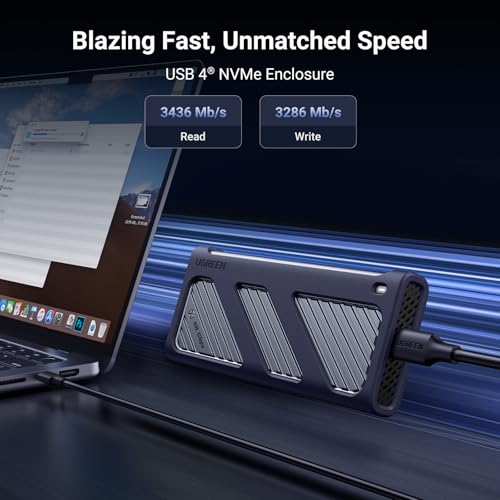 UGREEN 40Gbps M.2 NVMe SSD Enclosure with Cooling Fan&Anti-Drop Cover | SSD Enclosure Compatible with Thunderbolt 4/3 & USB4/3.2/3.0/2.0 for M1/M2 Pro; Fits M/B&M Key 2230/2242/2260/2280 SSDs - Image 3