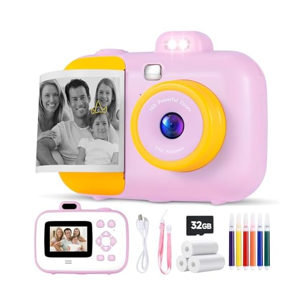 Kids Camera Instant Camera, Kids for 3-12 Year Old Girls Boys, Kids Digital Camera Instant Print with Print Paper, Toddler Kids Toys, 4 5 6 7 8 9 10 Year Old Girl Gifts