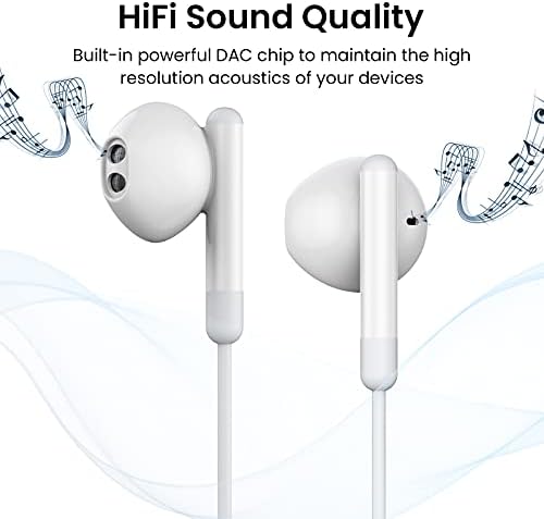BENEWY Earphones, In Ear 3.5mm Headphones Noise Isolating Wired Earbuds with Microphone, Bass Sound, Volume Control, Lightweight, Compatible with iPhone, iPad, MP3 with 3.5mm Jack