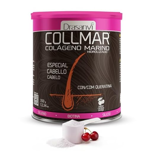 Drasanvi COLLMAR Colágeno Marino Hidrolizado + Biotina, Queratina, Selenio, Zinc y Extracto de Bambú | Cabellos Débiles y Finos| | Alta Dosis 5.000 mg/día | 350g de Polvo = 35 Días | Sabor Cereza
