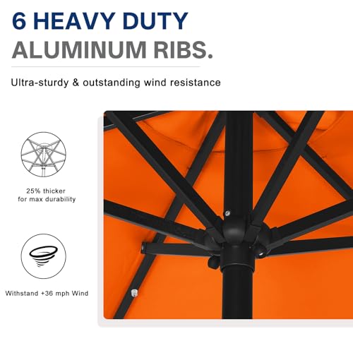 Image of ABCCANOPY Durable Solar Led Patio Umbrellas with 32LED Lights 7.5FT (Orange)