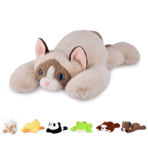 Image of Niuniu Daddy Weighted Stuffed Animals, Ragdoll Cat Plush Pillow for Kids | 20 in 3.3 lbs, heavy sensory lap pad, lying body pillow for sleeping, machine wash, huggable gift, cute plushies