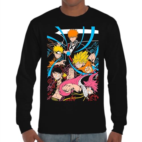 the Fan Tee Camiseta de Adulto de Manga Larga de Hombre Dibujos Animados Anime Divertido Universo, Vibras de Manga, Mundo Otaku, Japan Fan Kanji, GENERACION DE LOS 90 009 XL