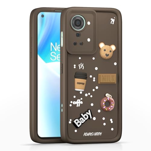 Image of Outlouders Back Cover for OnePlus Nord 2T 5G | 3D Cartoon Bear Cute Fun Silicone Full Body Protection Bumper Case (Brown)