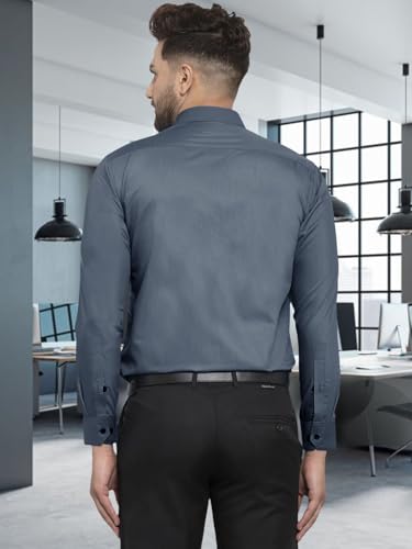 Image of Pinkmint Mens Long Sleeve Button Down Shirt for Men Collared Casual Formal Soild Shirt