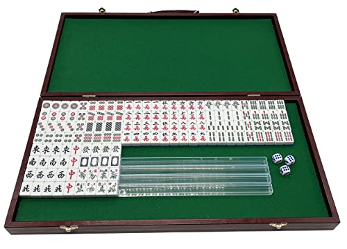 Mini set chino de Mahjong con mesa plegable y 144 fichas miniatura 2