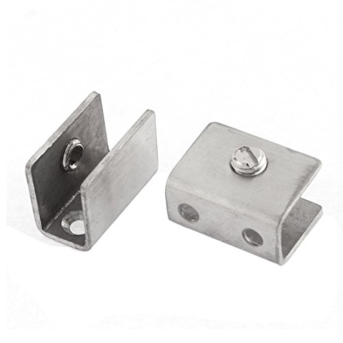 Aexit 2 Pcs Clamps 8mm-12mm Thickness Adjustable Square Shelf Glass Clip Clamp Hand-Screw Clamps Silver Tone
