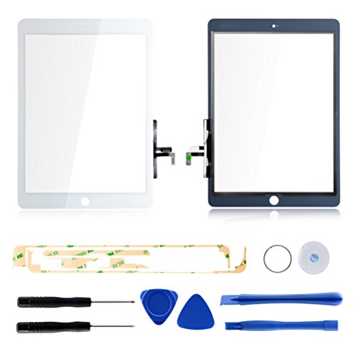 Tongyin Digitizer Replacement Parts for Ipad air Generation A1474 A1475 A1476(White), Touch Panel Screen Glass + 7 Pieces Tools + Professional Adhesive