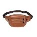 iLeather Cowhide Leather Large Size 7 Pockets Fanny Pack, Waist Pack -Brown