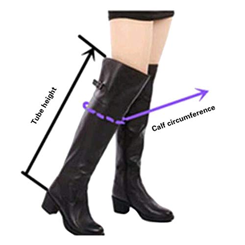 DUNHAO COS Women's Knee High Boots Classic Leather Lace-up Shoes3