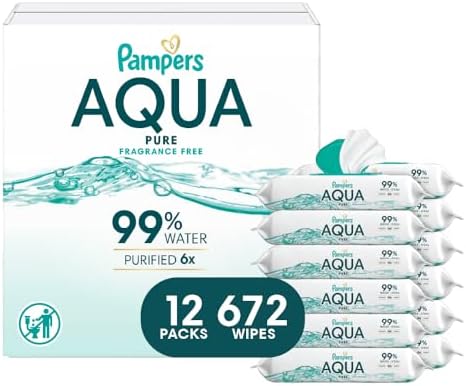 Pampers Baby Wipes Aqua Pure, 99% water-based wipes, Hypoallergen...