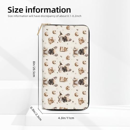 Leather Thin Slim Wallets for Women Men - Fashion Cute Dog Soccer Print Card Wallet Holder with Zipper2