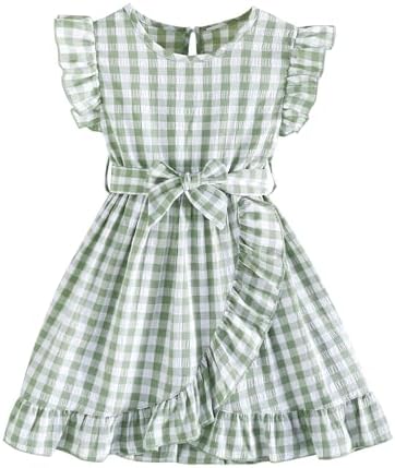Toddler Girl Clothes Summer Gingham Dress Ruffle Irregular Plaid ...
