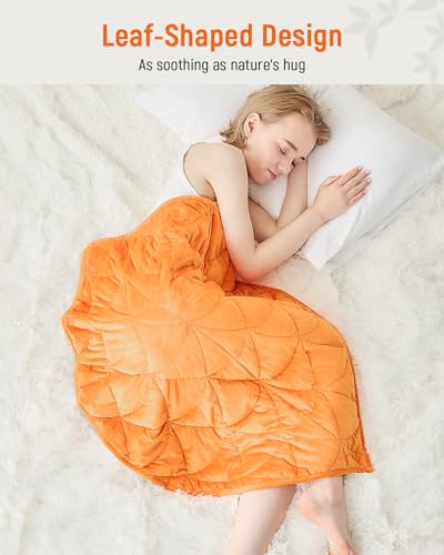 Pawque Weighted Lap Blanket 5lbs, Cozy Soft Small Portable Weighted Blankets for Adults, Weighted Lap Pad for Relaxation, Sleeping, Travel, All-Season Use & Machine Washable, Bright Orange, 30" x 40" - Image 4