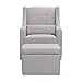 DaVinci Owen Upholstered Swivel Glider with Side Pocket and Storage Ottoman in Grey with Cream Piping, Greenguard Gold Certified