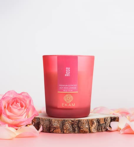 Image of EKAM Rose Votive Soy Wax Scented Candle, 40 Grams, 10 Hours Burn Time| Long Lasting Premium Candles | Ideal for Home Decor | Gifting & Aromatherapy (Pack of 9)