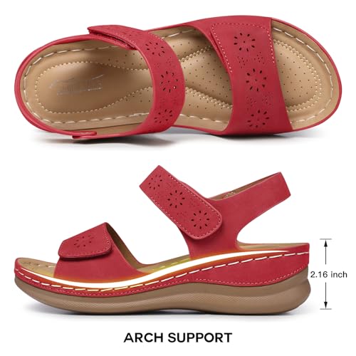 Image of SHIBEVER Women Flat Sandals Comfortable: Arch Support Sandals Dressy