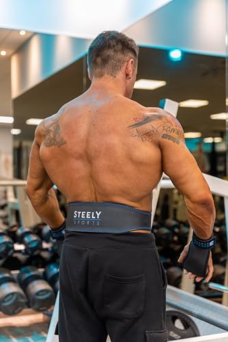 STEELY SPORTS Herren Gewichthebergürtel Leder/Trainingsgürtel (L) (Krafttraining Bodybuilding Gürtel, Gurt Gewichtheber, Fitnessgürtel, Zubehör)