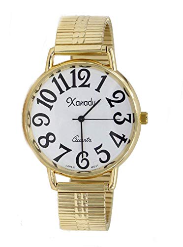 xanadu Stainless Steel Stretch Band Easy to Read Watch (Gold Dial Diameter 40 mm)