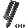 18mm 19mm 20mm Cow Leather Watch Strap for Omega Seamaster 300 Speedmaster Watch Bands Color Black White Black, Size 20mm