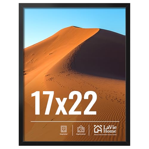 LaVie Home 17x22 Picture Frame for Wall Display, 17x22 Black Picture Frame with HD Plexiglas, 17 x 22 Poster Frame 1 Pack, Display Frame for Vertical or Horizontal, Classic Collection