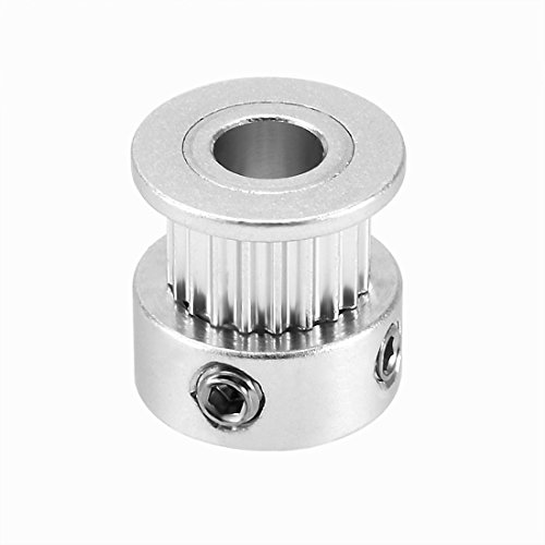 uxcell 3D Printer Aluminum GT2 20 Teeth 6.35mm Bore Timing Pulley Flange Synchronous Wheel for 6mm Belt