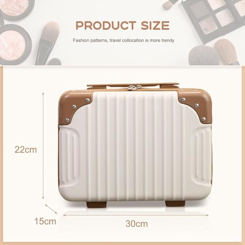Image of GLOSSYPLUS ABS Hard Shell Cosmetic Travel Hand Luggage Portable Carrying Makeup Case Suitcase Organizer Box Vanity Mini Suitcase Small Accessory Bag, 30 cm, No Wheels (Brown)