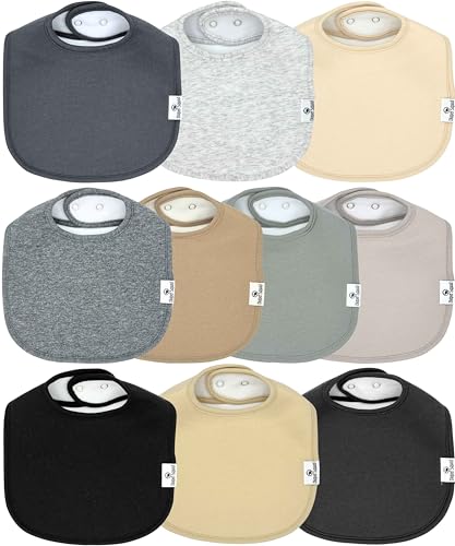 Image of DiaperSquad's 100% Organic Cotton Baby Drool Bibs, Super Absorbent & Adjustable Baby Bibs for Drooling and Teething