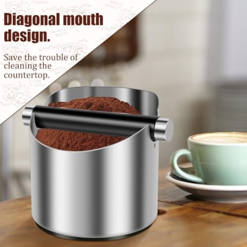 Cubo de café de acero inoxidable grueso de 700 ml con base de goma estable 6