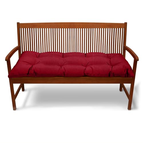 Coussin imperméable pour banc d'extérieur rouge 200cm matelassé avec sangles - 2